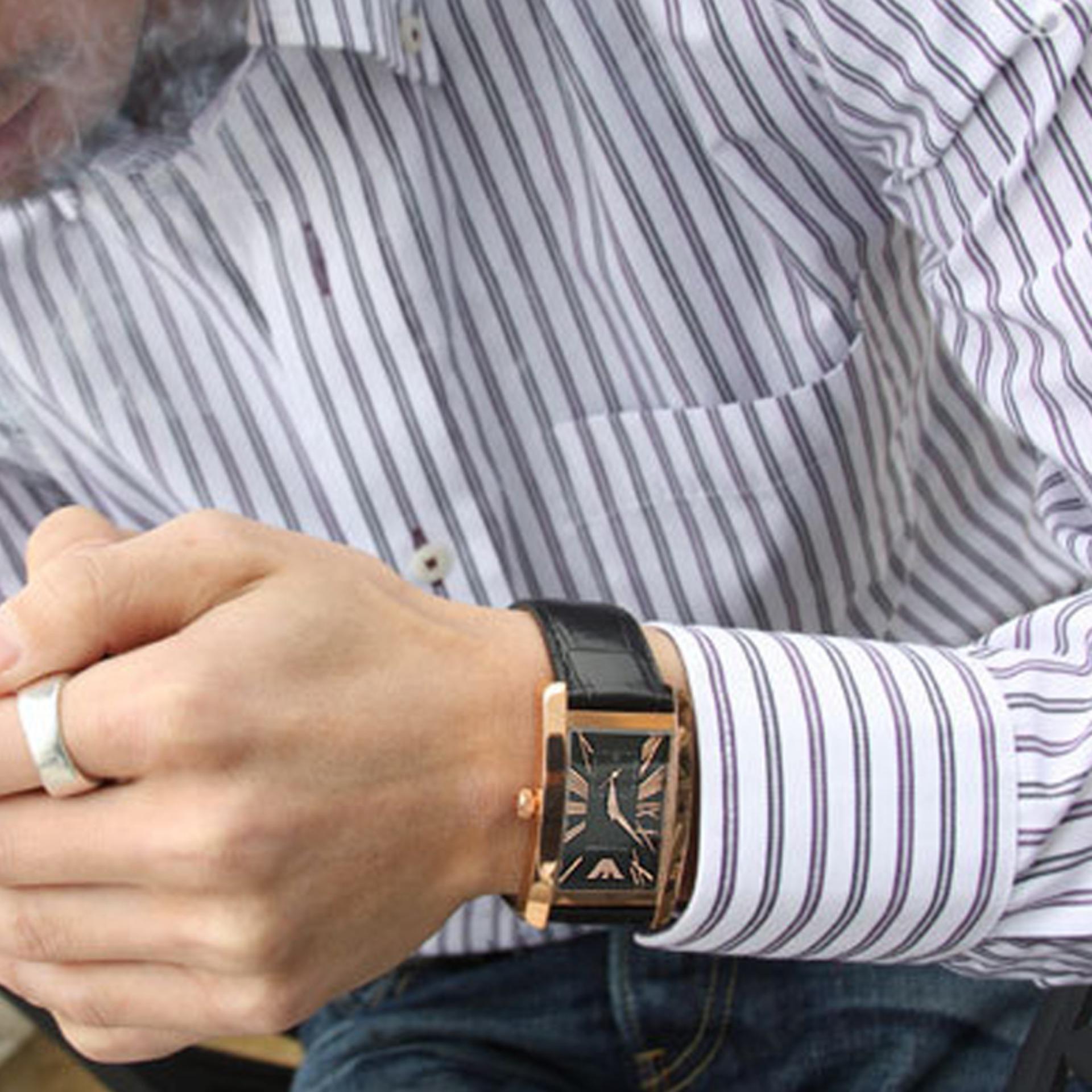 Emporio Armani Classic Black Dial Black Leather Strap Watch For Men - AR0168