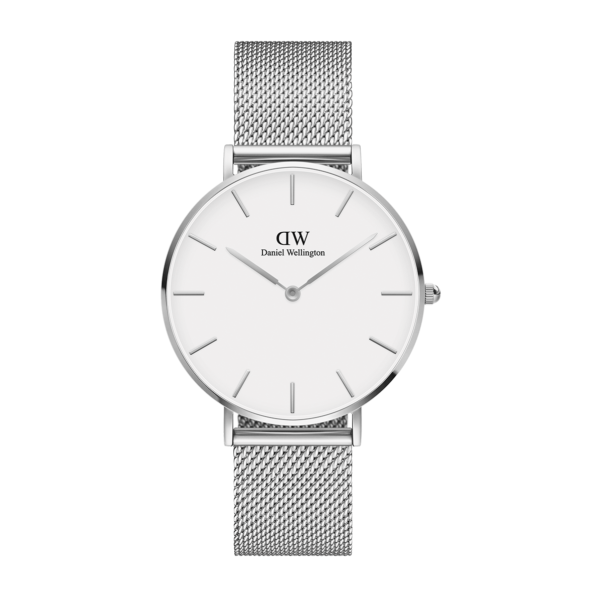 Daniel Wellington Petite Sterling White Dial Silver Mesh Bracelet Watch For Women - DW00100220