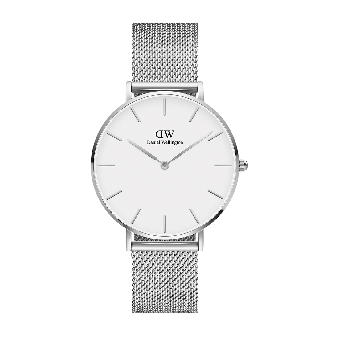 Daniel Wellington Petite Sterling White Dial Silver Mesh Bracelet Watch For Women - DW00100220