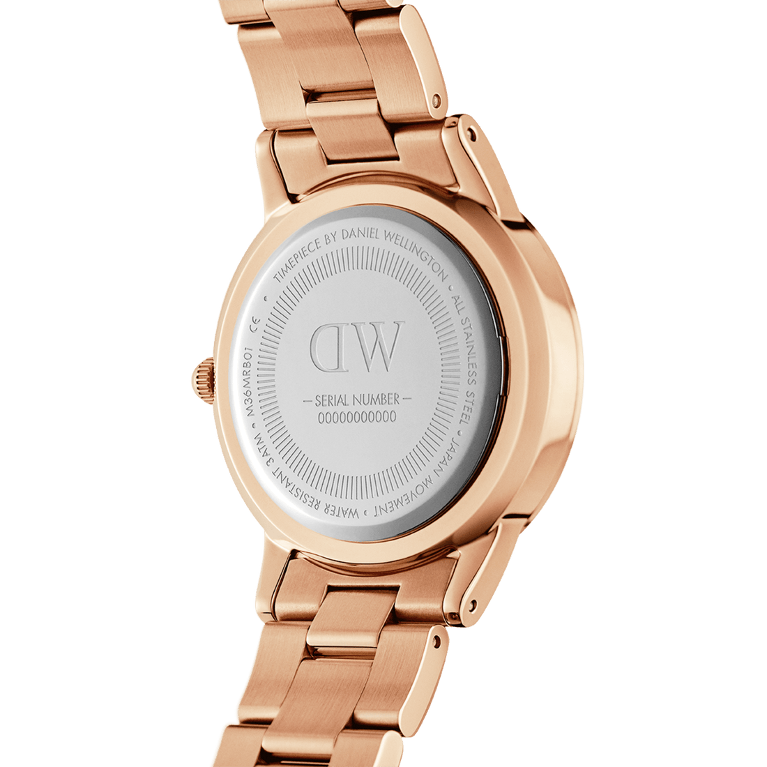 Daniel Wellington Iconic Link White Dial Rose Gold Steel Strap Watch for Women - DW00100213