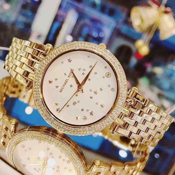 Michael Kors Darci White Dial Gold Steel Strap Watch for Women - MK3727