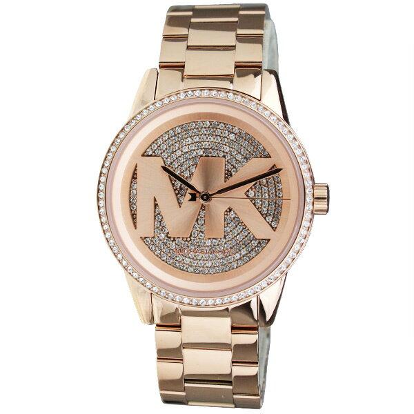Michael Kors Ritz Analog Crystals Silver Dial Rose Gold Steel Strap Watch for Women - MK6863