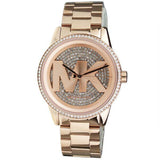 Michael Kors Ritz Analog Crystals Silver Dial Rose Gold Steel Strap Watch for Women - MK6863