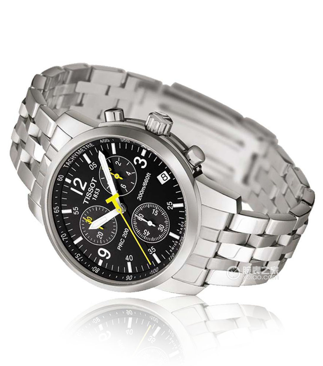 Tissot T Sport PRC200 Chronograph Black Dial Silver Steel Strap Watch for Men - T17.1.586.52