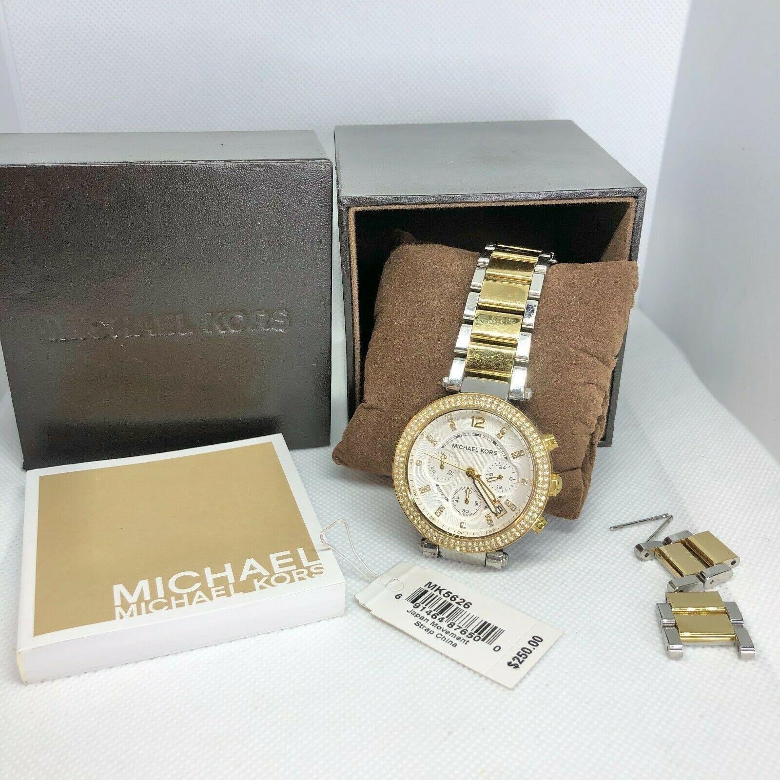 Michael Kors Parker White Dial Two Tone Steel Strap Watch for Women - MK5626