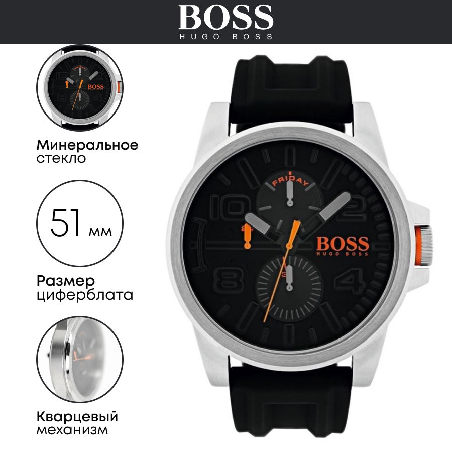 Hugo Boss Detroit Sport Quartz Black Dial Black Rubber Strap Watch for Men - 1550006