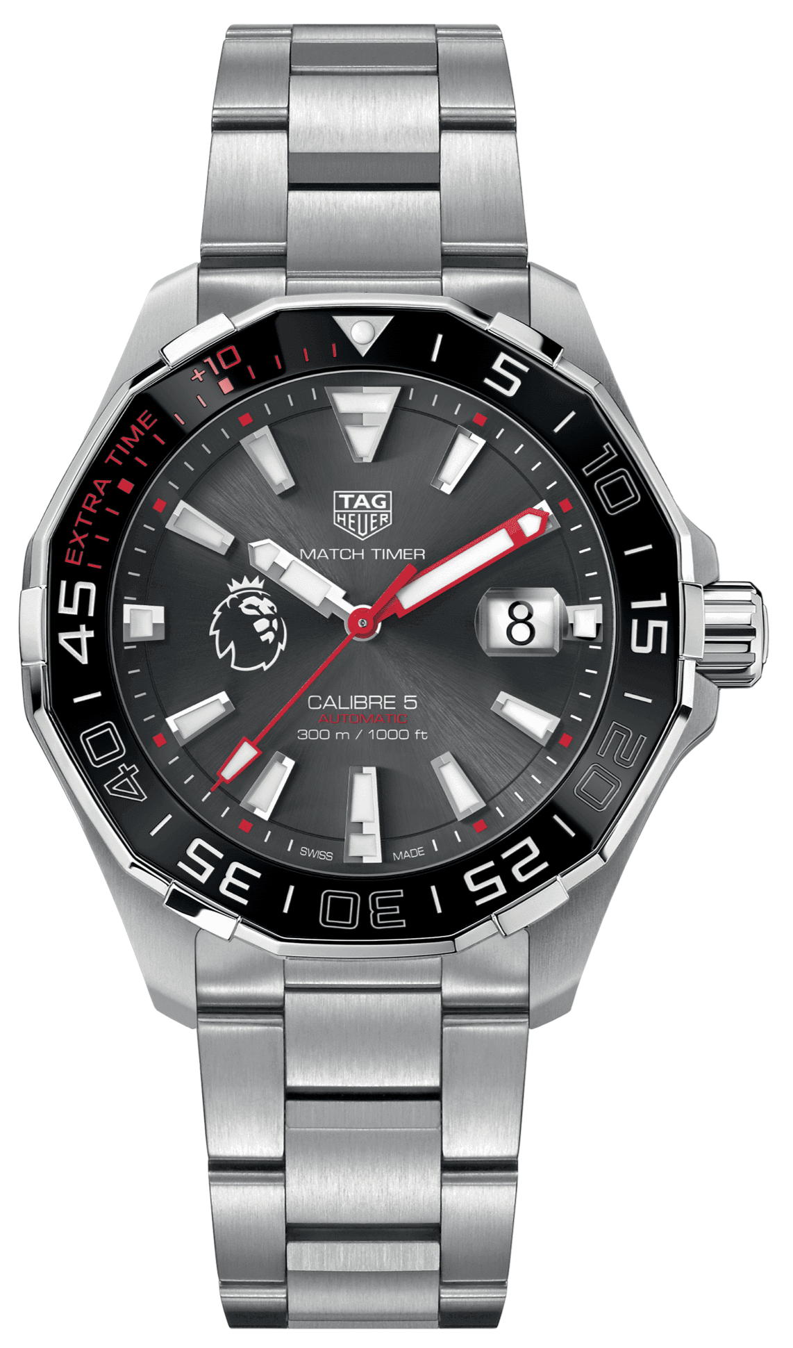 Tag Heuer Aquaracer Calibre 5 Premiere League Edition Black Dial Silver Stainless Steel Watch for Men - WAY201D.BA0927