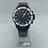 Emporio Armani Diver Chronograph Black Dial Black Steel Strap Watch For Men - AR80050