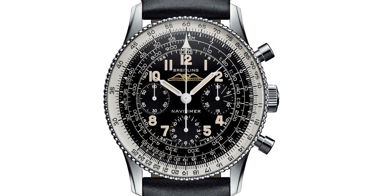 Breitling Navitimer Ref. 806 1959 Re-Edition Black Dial Brown Leather Strap Watch for Men - AB0910371B1X1