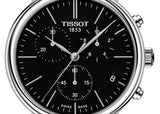 Tissot Carson Premium Chronograph Black Dial Black Leather Strap Watch For Men - T122.417.16.051.00