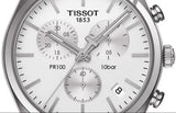 Tissot T Classic PR 100 Chronograph Silver Dial Silver Steel Strap Watch For Men - T101.417.11.031.00
