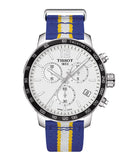 Tissot Quickster Chronograph NBA Golden State Warriors White Dial Two Tone NATO Strap Watch for Men - T095.417.17.037.15
