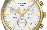 Tissot T Sport PR 100 Chronograph White Dial Two Tone Steel Strap Watch For Men - T101.417.22.031.00