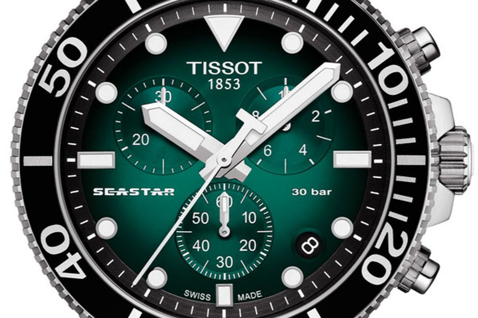 Tissot Seastar 1000 Chronograph Green Dial Silver Mesh Bracelet Watch For Men - T120.417.11.091.00