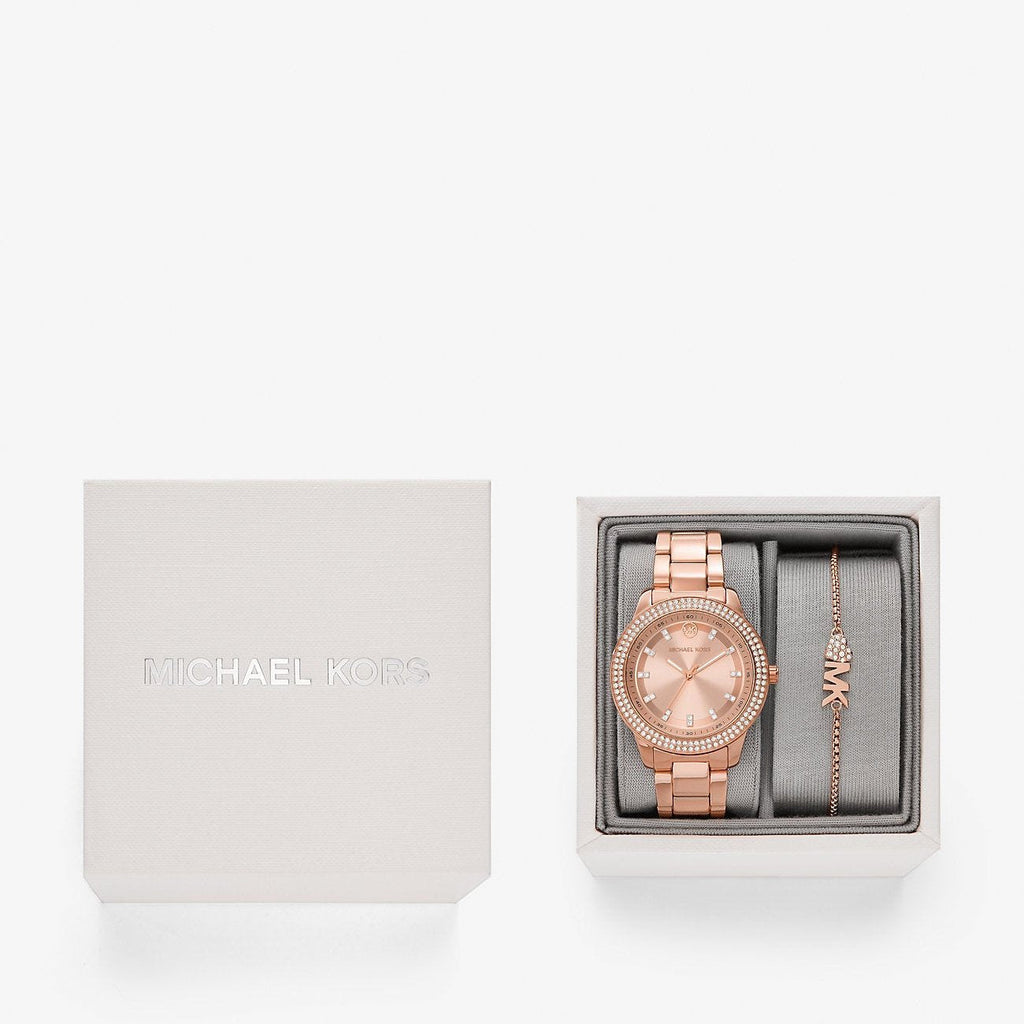 Michael Kors Tibby Pave Rose Gold Dial Rose Gold Steel Strap Watch for Women - MK1058