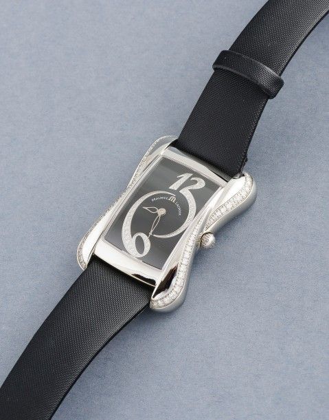 Maurice Lacroix Divina Black Dial with Diamonds Black Leather Strap Watch for Women - DV5012-SD531-120