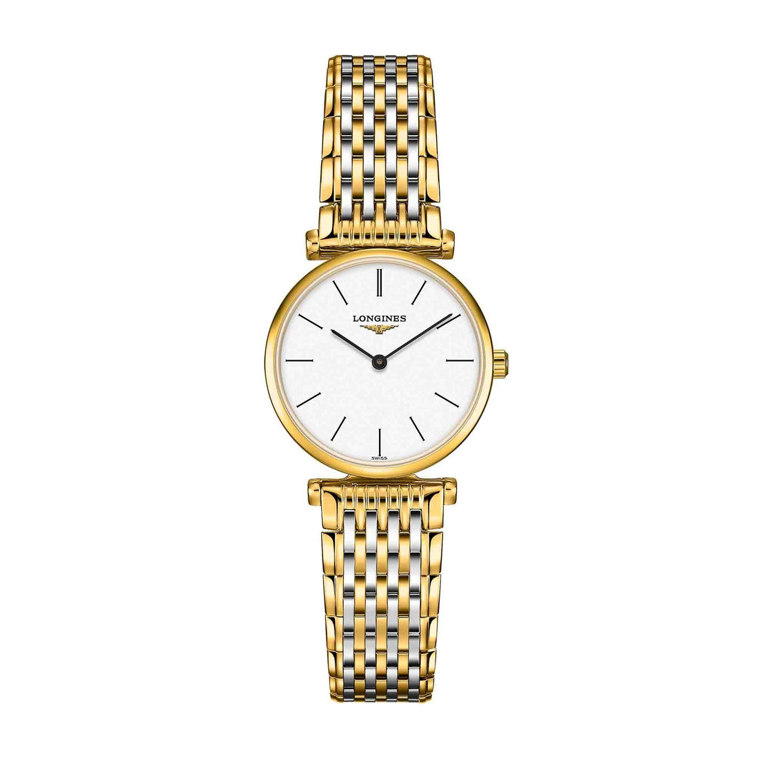 Longines La Grande Classique White Dial Two Tone Mesh Bracelet Watch for Women - L4.209.2.12.7