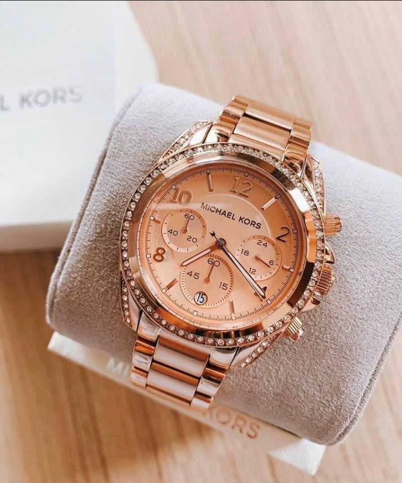 Michael Kors Blair Rose Gold Dial Rose Gold Steel Strap Watch for Women - MK5263