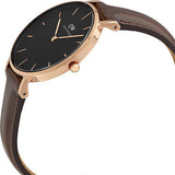 Daniel Wellington Classic Petite Bristol Black Dial Brown Leather Strap Watch For Women - DW00100165