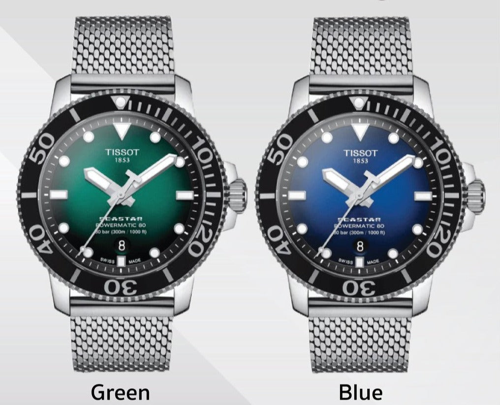 Tissot Seastar 1000 Powermatic 80 Blue Dial SIlver Mesh Bracelet Watch For Men - T120.407.11.041.02