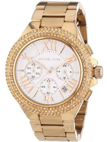 Michael Kors Camille Chronograph White Dial Rose Gold Steel Strap Watch for Women - MK5636