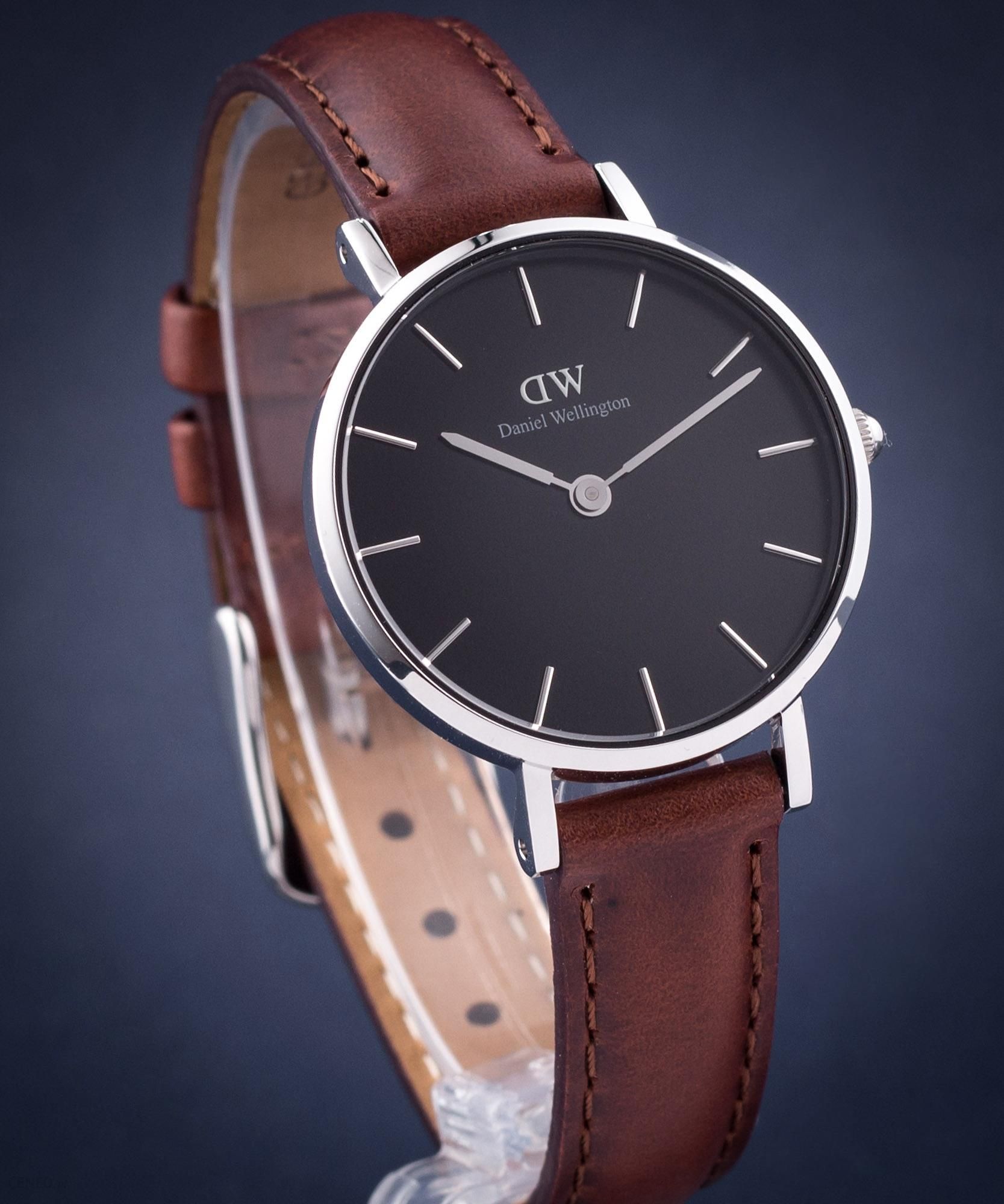 Daniel Wellington Classic Petite St Mawes Black Dial Brown Leather Strap Watch For Women - DW00100237