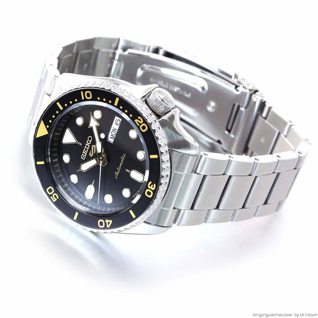 Seiko 5 Sports Automatic Black Dial Silver Steel Strap Watch For Men - SRPD57K1