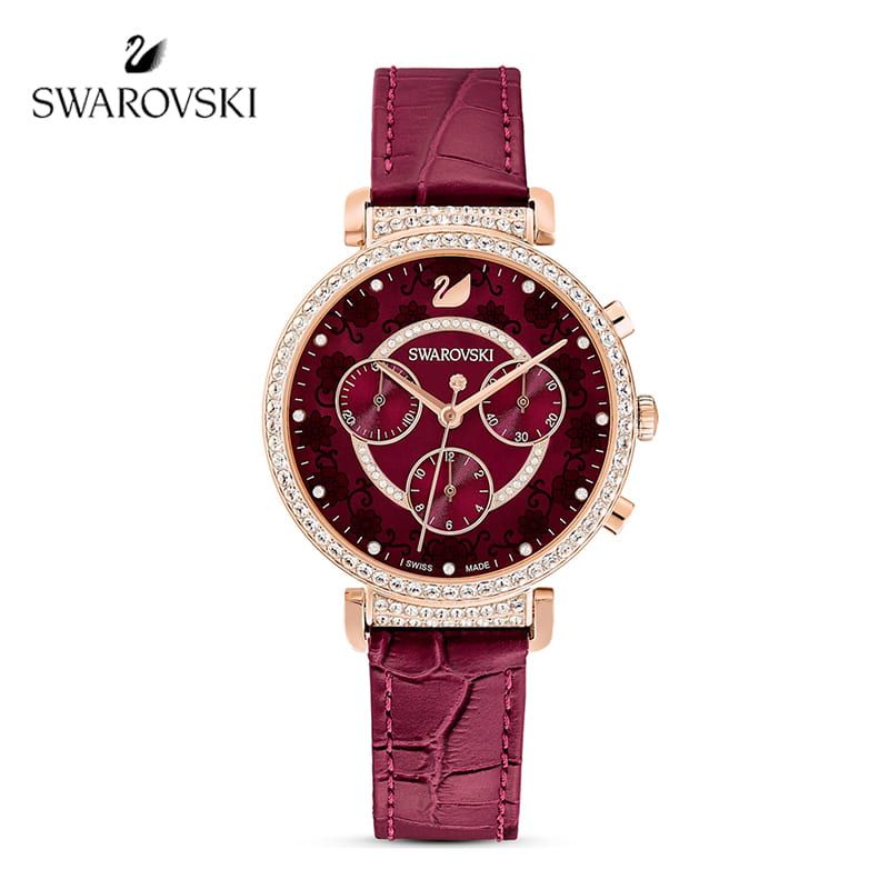 Swarovski Era Journey Red Dial Red Leather Strap Watch for Women - 5416701