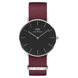 Daniel Wellington Classic Roselyn Black Dial Maroon Nylon Strap Watch For Women - DW00100274