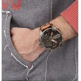 Diesel Mr Daddy 2.0 Chronograph Black Dial Brown Leather Strap Watch For Men - DZ7332