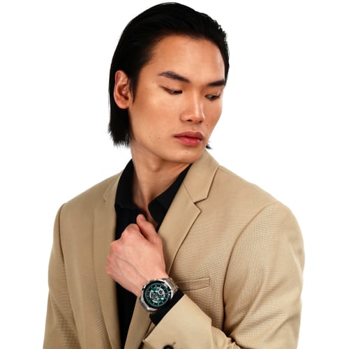 Maserati Traguardo Chronograph Green Dial Silver Steel Strap Watch For Men - R8873612060