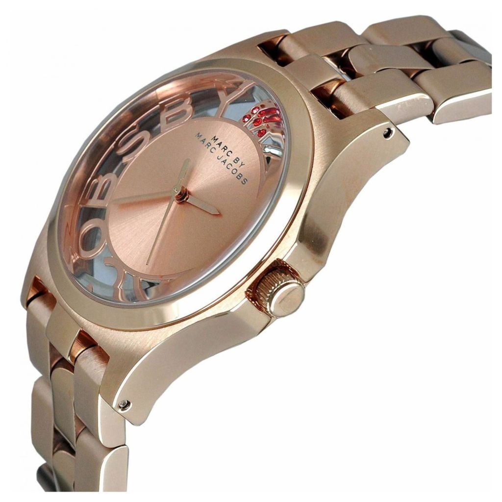 Marc Jacobs Henry Skeleton Rose Gold Dial Rose Gold Steel Strap Watch for Women - MBM3264