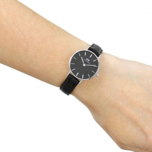 Daniel Wellington Classic Petite Reading Black Dial Black Leather Strap Watch For Women - DW00100235