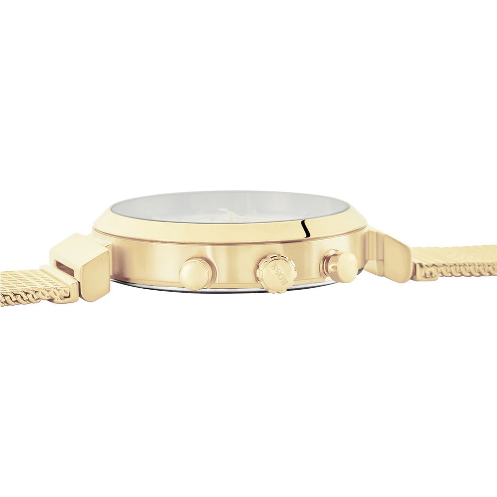 Hugo Boss Flawless White Dial Gold Mesh Bracelet Watch for Women - 1502552