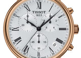 Tissot Carson Premium Chronograph Silver Dial Brown Leather Strap Watch For Men - T122.417.36.033.00