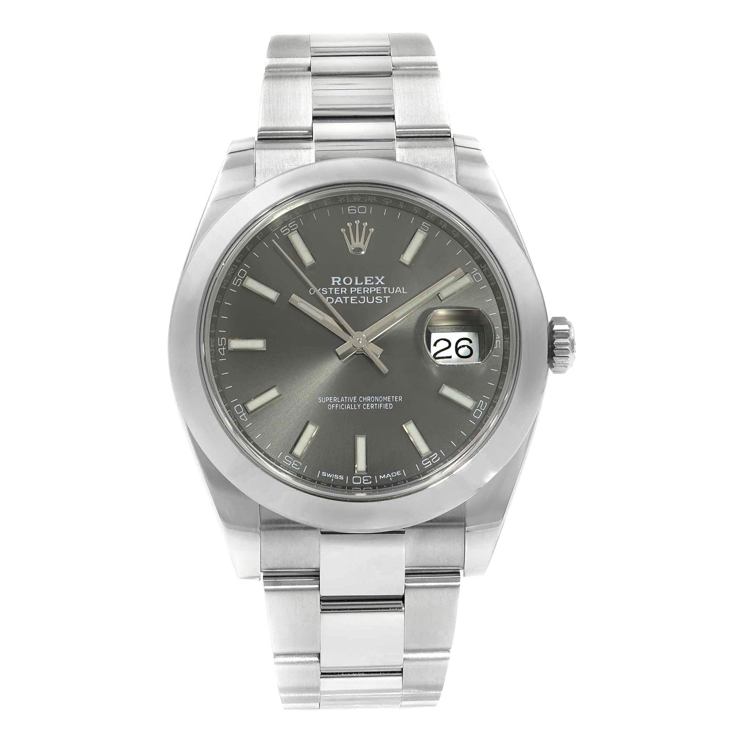 Rolex Datejust 41 Oyster Grey Dial Oystersteel Strap Watch for Men - M126300-0007