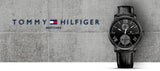Tommy Hilfiger Aden Chronograph Black Dial Black Leather Strap Watch for Men - 1791310
