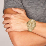 Diesel Mega Chief Chronograph Gold Dial Gold Steel Strap Watch For Men - DZ4360