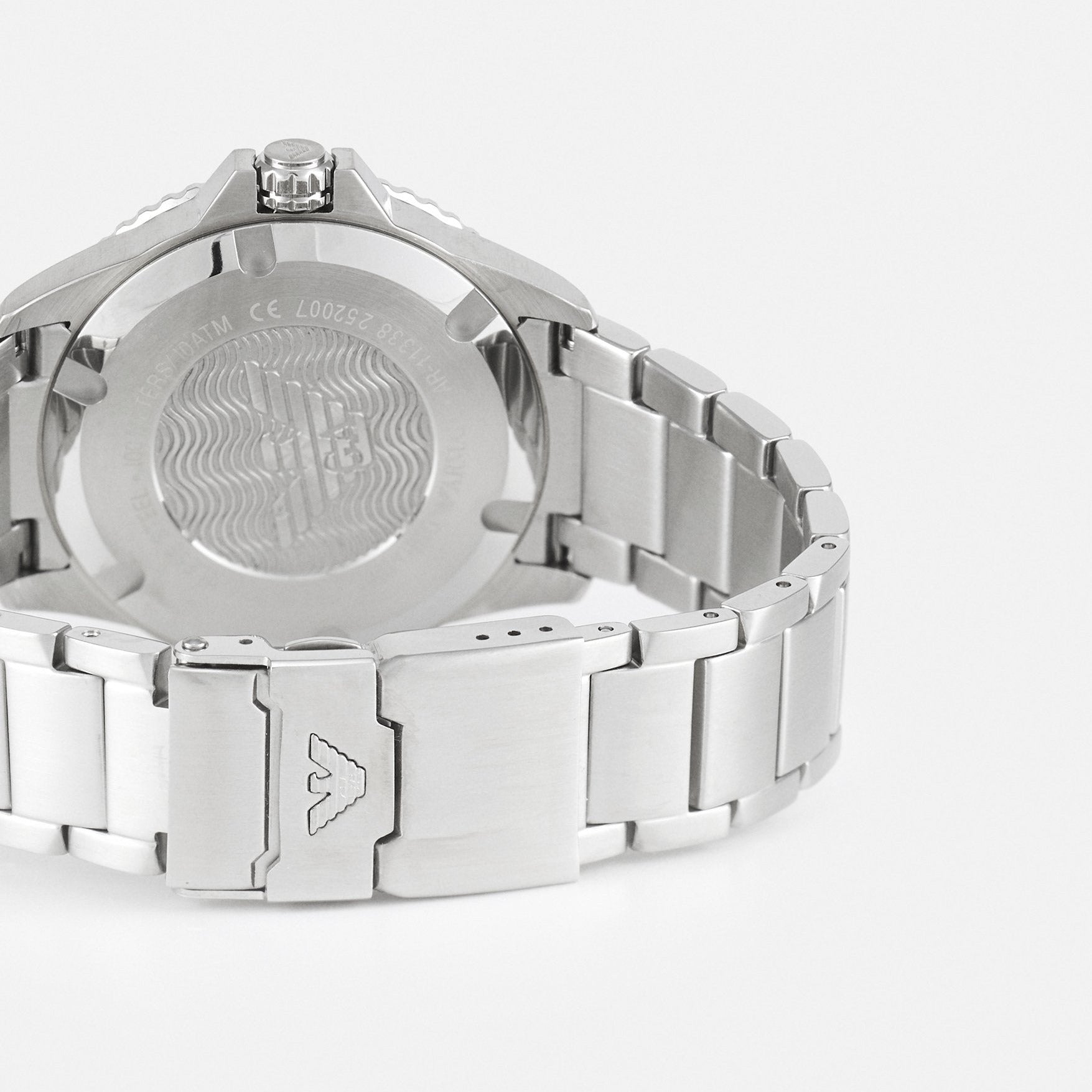 Emporio Armani Three Hand Green Dial Silver Steel Strap Watch For Men - AR11338