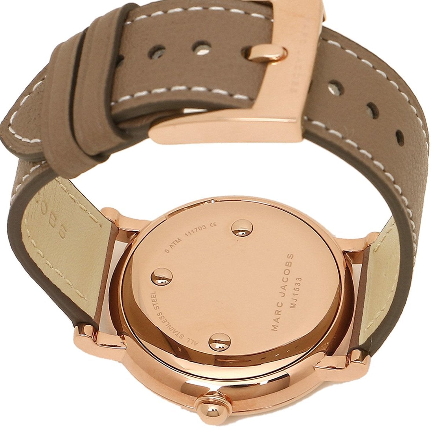 Marc Jacobs Roxy White Dial Cement Brown Leather Strap Watch for Women - MJ1533