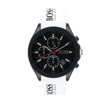 Hugo Boss Velocity Chronograph Black Dial White Rubber Strap Watch for Men - 1513718