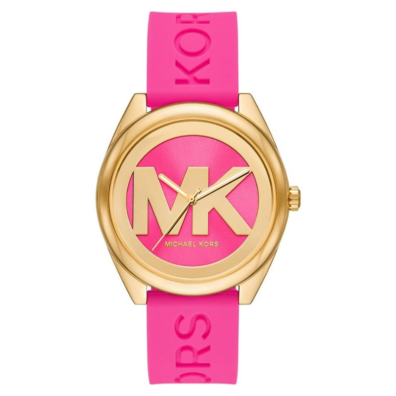 Michael Kors Janelle Quartz Pink Dial Pink Rubber Strap Watch For Women - MK7349