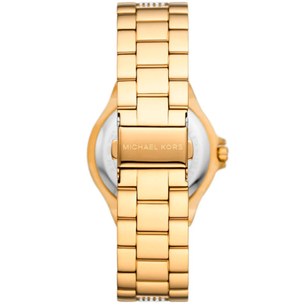 Michael Kors Lennox Three Hand Silver Dial Gold Steel Strap Watch For Women - MK7391