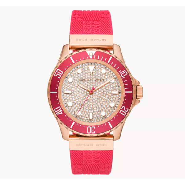 Michael Kors Everest Analog Rose Gold Dial Pink Silicone Strap Watch For Women - MK7359