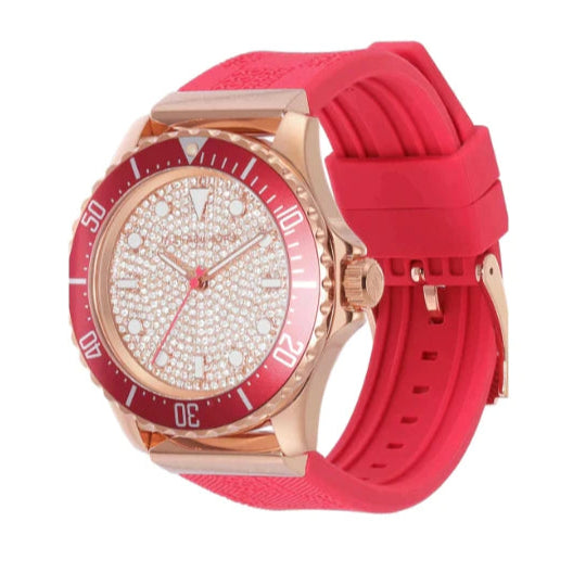 Michael Kors Everest Analog Rose Gold Dial Pink Silicone Strap Watch For Women - MK7359