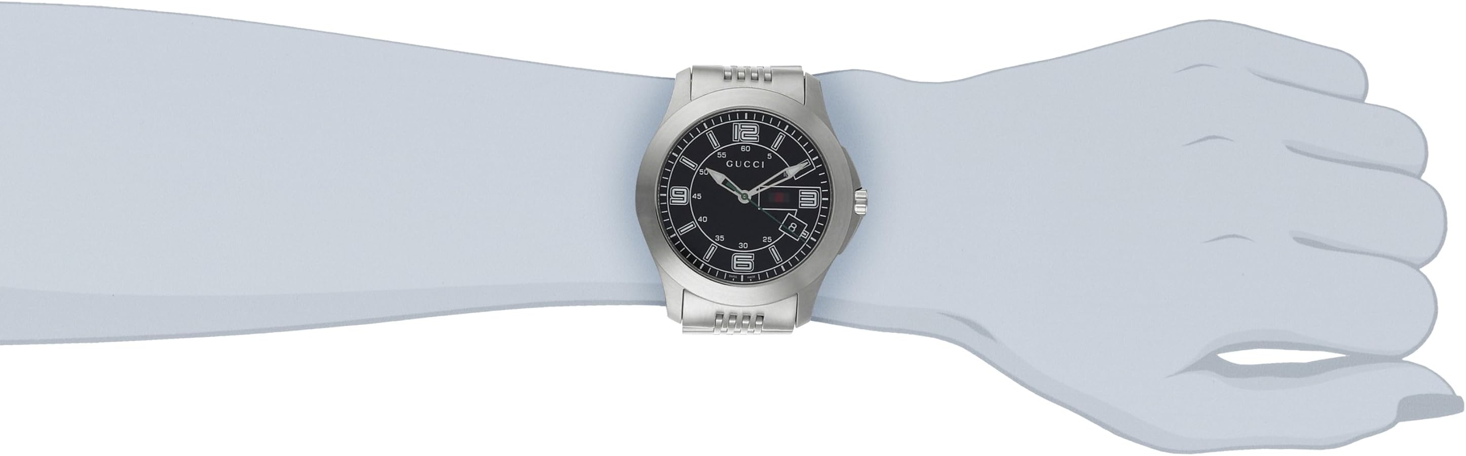 Gucci G Timeless Black Dial Silver Steel Strap Watch For Men - YA126201