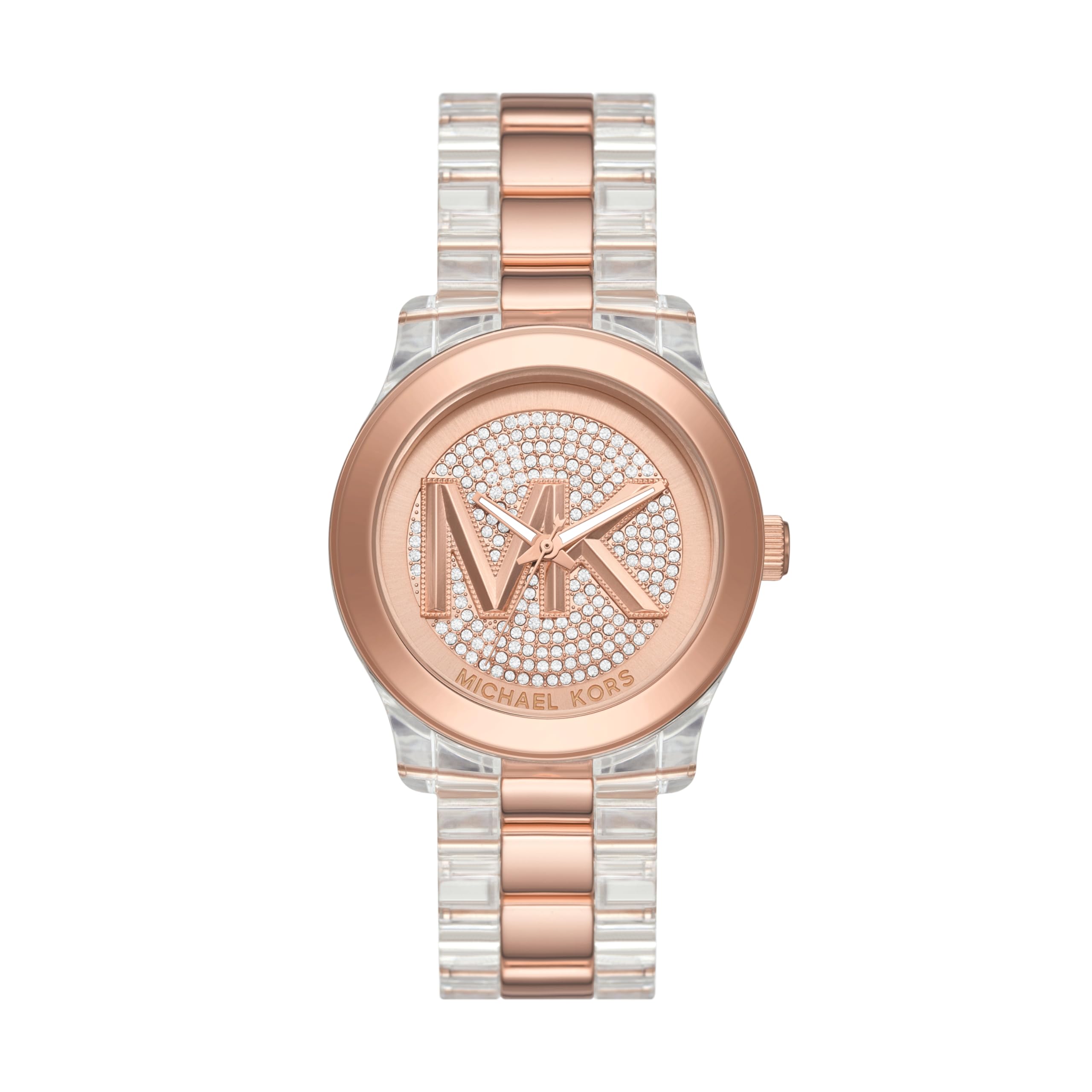 Michael Kors Runway Analog Crystals Rose Gold Dial Two Tone Steel Strap Watch for Women - MK7355