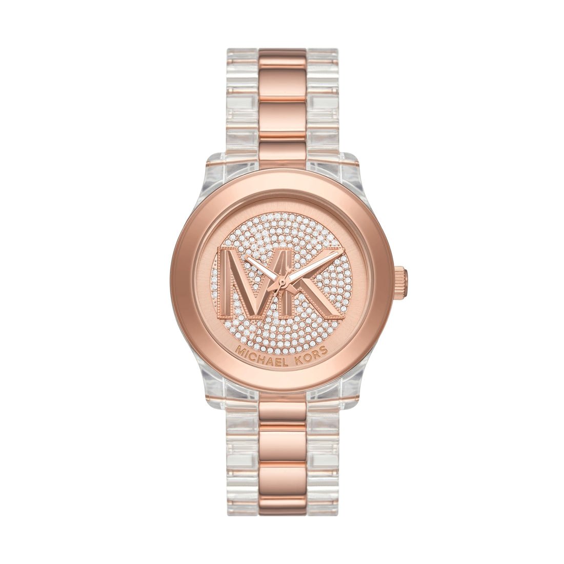 Michael Kors Runway Analog Crystals Rose Gold Dial Two Tone Steel Strap Watch for Women - MK7355
