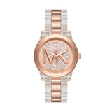 Michael Kors Runway Analog Crystals Rose Gold Dial Two Tone Steel Strap Watch for Women - MK7355