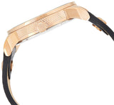 Diesel Mini Daddy Dual Time Black & Gold Dial Black Leather Strap Watch For Men - DZ7317